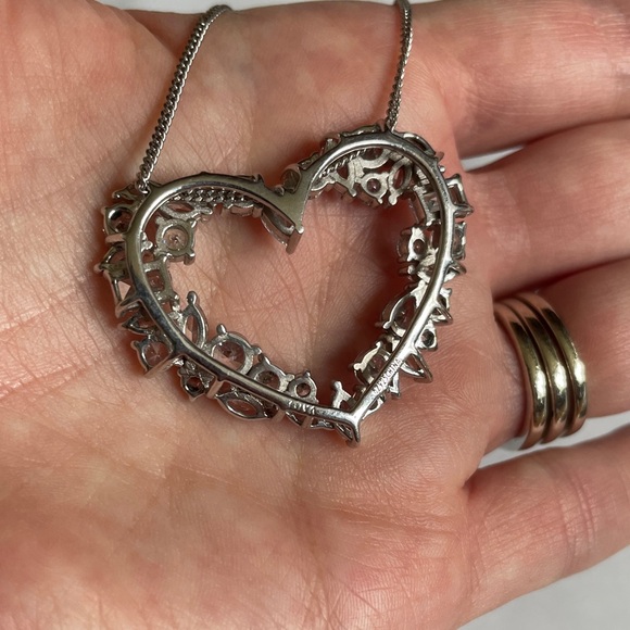 TOVA // diamonique mixed cut heart pendant chain .925 Sterling silver Necklace - Picture 7 of 11